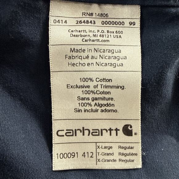 Carhartt Men's Trade Navy Blue Work Canvas Long Sleeve Work Shirt Size XL - Picture 8 of 9
